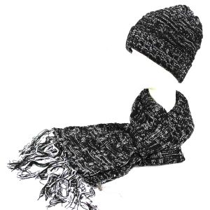Set uomo sciarpa e cappello Coveri Collection nero e bianco