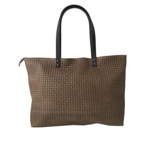 Borsa maxi da donna in vera pelle color beige tuaupe