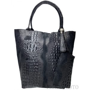 Borsa da donna in vera pelle di camoscio nero