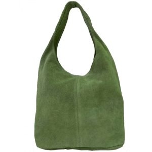 Borsa da donna in vera pelle di camoscio verde