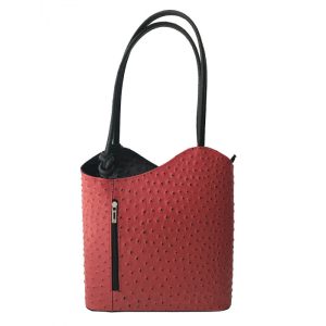 Borsa da donna in vera pelle rosso e nero